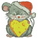 Happy mousekin embroidery design for Christmas, showcasing a cheerful mouse motif perfect for festive stitching.