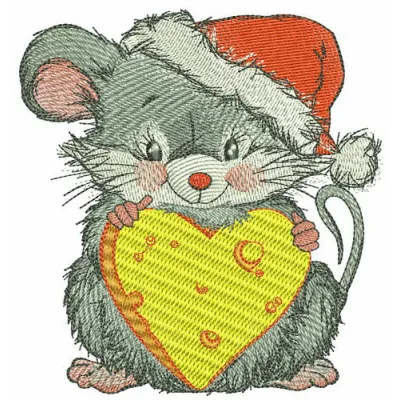 Happy mousekin embroidery design for Christmas, showcasing a cheerful mouse motif perfect for festive stitching.