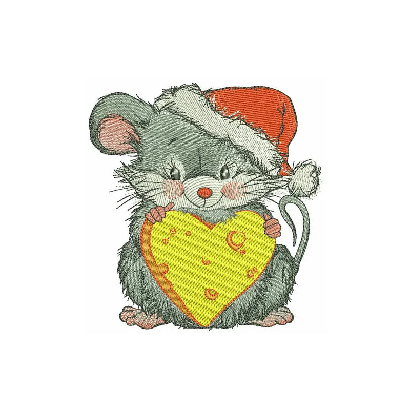 Happy mousekin embroidery design for Christmas, showcasing a cheerful mouse motif perfect for festive stitching.