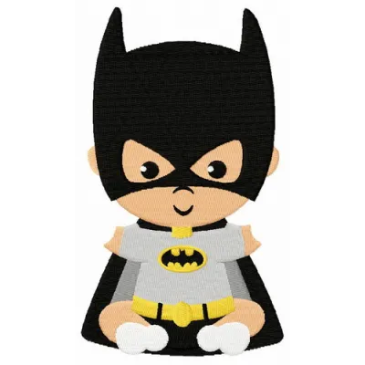 Preview of a Baby Batman embroidery design, featuring a cute and whimsical stitched motif for baby onesies and blankets.