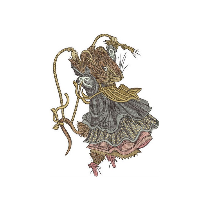 Rat jumping rope embroidery design - Embroidery Design