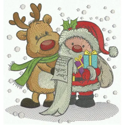 Preview of the Wish List embroidery design featuring festive motifs, perfect for Christmas-themed stitching projects.