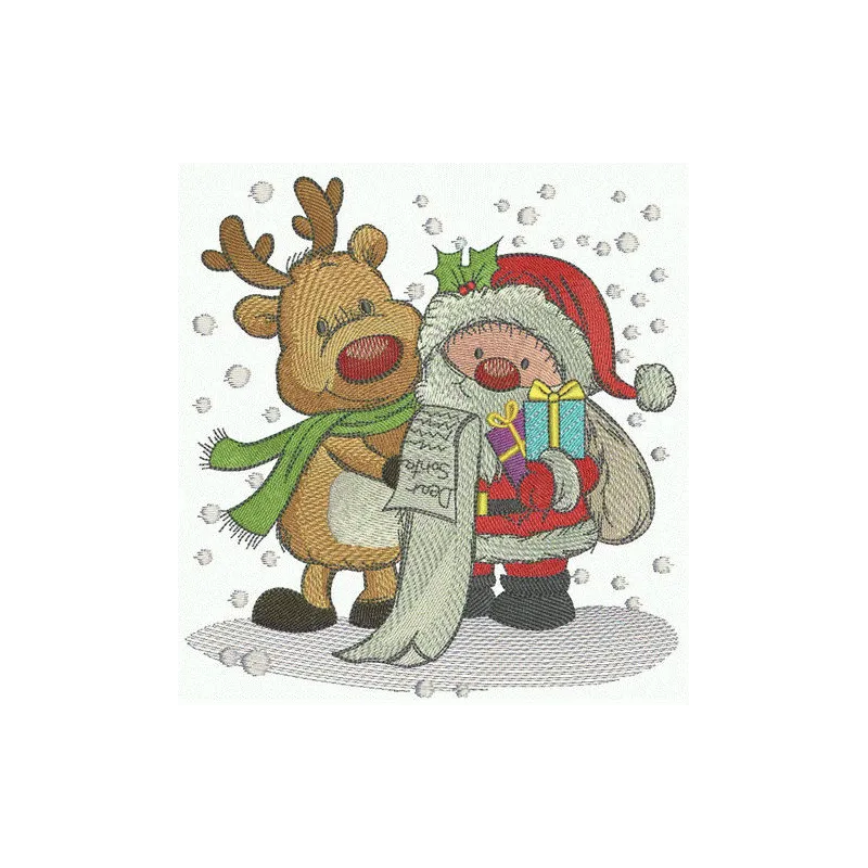 Preview of the Wish List embroidery design featuring festive motifs, perfect for Christmas-themed stitching projects.