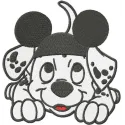 Mickey hat embroidery design for puppies inspired by 101 Dalmatians, perfect for playful pet outfits.