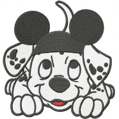 Mickey hat embroidery design for puppies inspired by 101 Dalmatians, perfect for playful pet outfits.