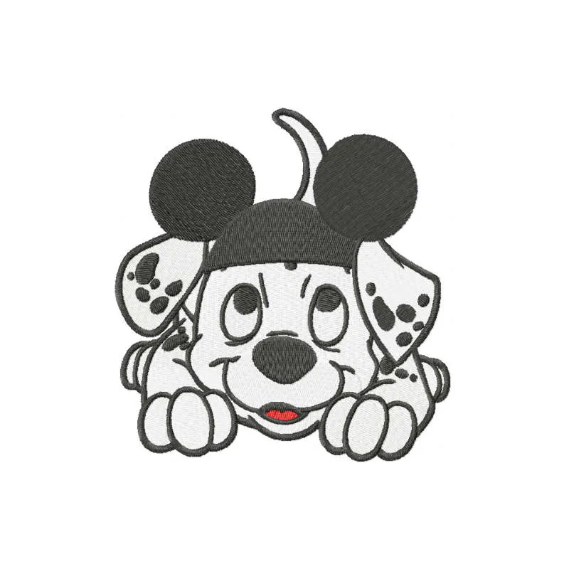 Mickey hat embroidery design for puppies inspired by 101 Dalmatians, perfect for playful pet outfits.