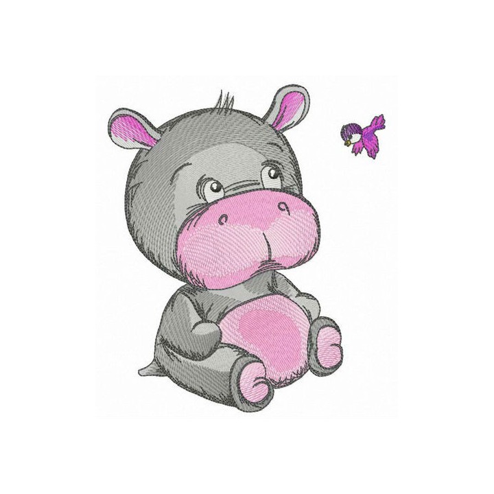 Kind baby hippo embroidery design - Embroidery Design