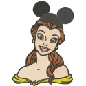 Preview of Belle Mickey Mouse hat embroidery design featuring a charming blend of Beauty and the Beast themes.