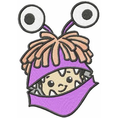 Boo embroidery design from Monster Inc, showcasing an adorable stitched motif for creative projects.