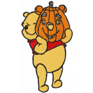 Pooh with Halloween pumpkin embroidery design - Embroidery Design