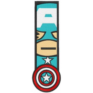 Captain America chibi bookmark embroidery design - Embroidery Design