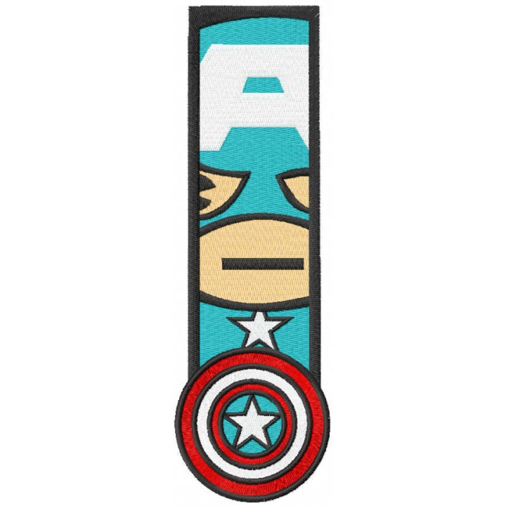 Captain America chibi bookmark embroidery design - Embroidery Design