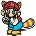 Super Mario raccoon embroidery design showcasing a playful raccoon character for creative stitching projects.