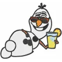 Olaf on the beach embroidery design featuring the beloved snowman from Frozen, perfect for summer-themed projects.