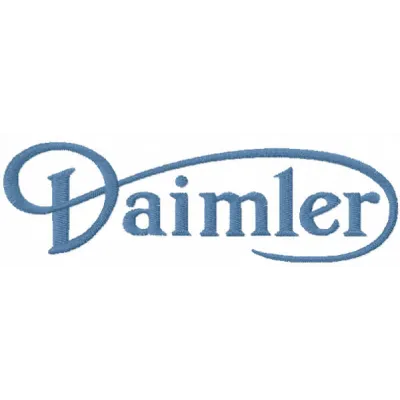 Daimler logo embroidery design preview showcasing intricate stitching for automotive enthusiasts.