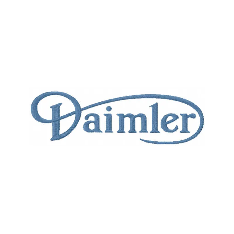 Daimler logo embroidery design preview showcasing intricate stitching for automotive enthusiasts.
