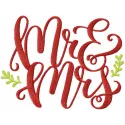 Mr and Mrs embroidery design featuring elegant lettering, perfect for wedding gifts or home decor projects.