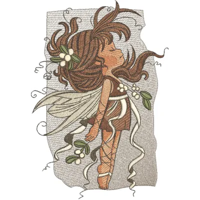 Preview of the Snowberry fairy embroidery design featuring a whimsical fairy among snowberries.