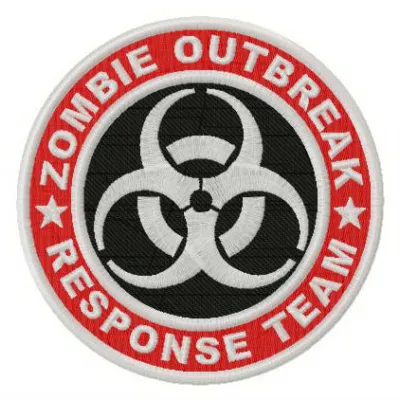 Zombie Outbreak Response Team logo embroidery design showcasing a unique stitched motif for game enthusiasts.