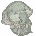 Newborn elephant embroidery design showcasing a cute stitched motif for baby onesies and blankets.