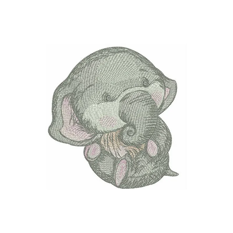 Newborn elephant embroidery design showcasing a cute stitched motif for baby onesies and blankets.