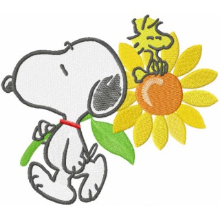 Snoopy with sunflower embroidery design - Embroidery Design