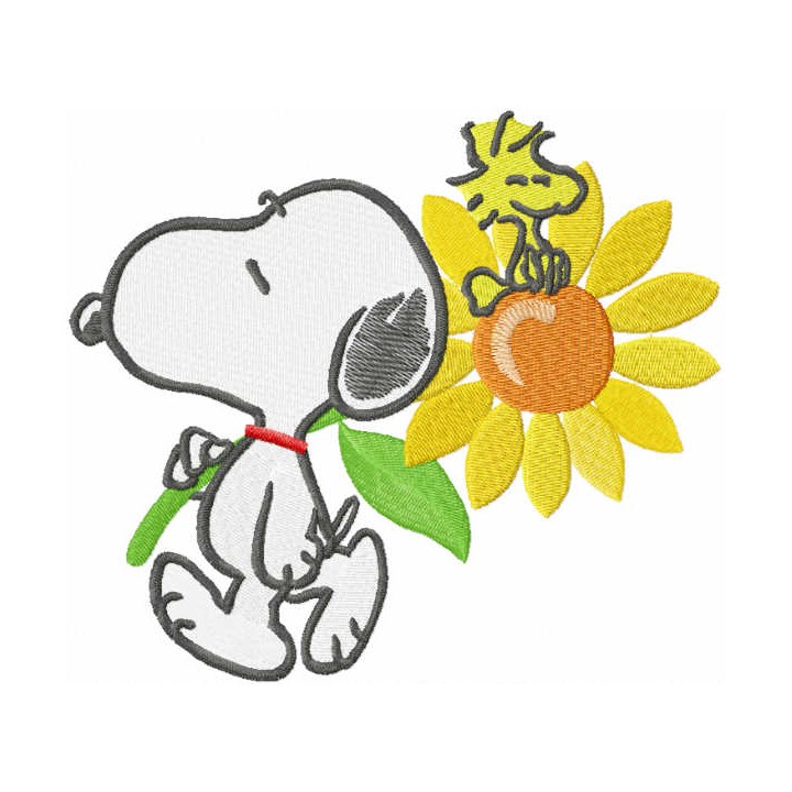 Snoopy with sunflower embroidery design - Embroidery Design
