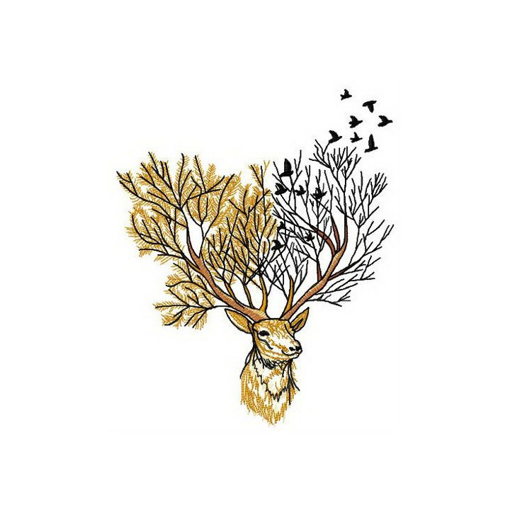 Forest deer embroidery design - Embroidery Design