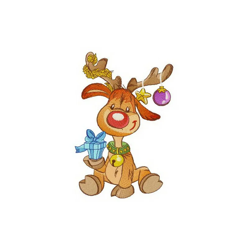 Gift from adorable deer embroidery design showcasing a charming deer motif, perfect for festive holiday stitching projects.