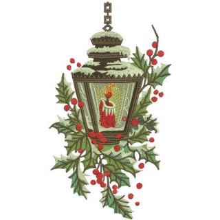 Candle in snowy lantern embroidery design - Embroidery Design