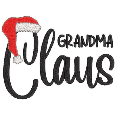 Preview of the Grandma Claus embroidery design, showcasing a festive pattern for Christmas projects.