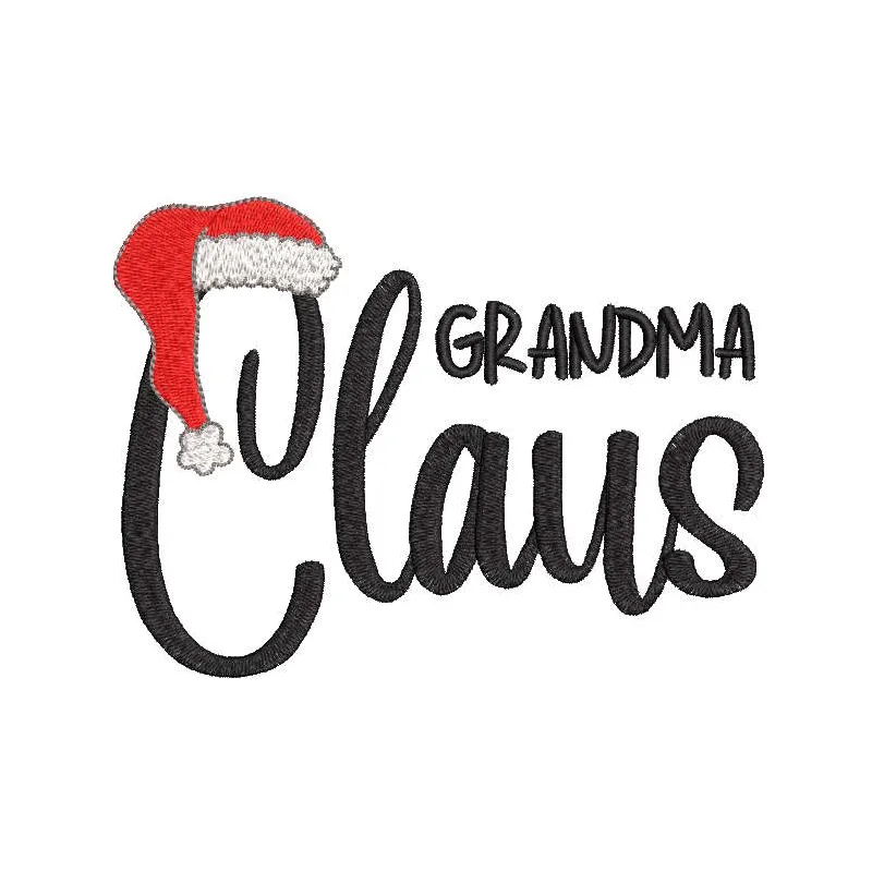 Preview of the Grandma Claus embroidery design, showcasing a festive pattern for Christmas projects.