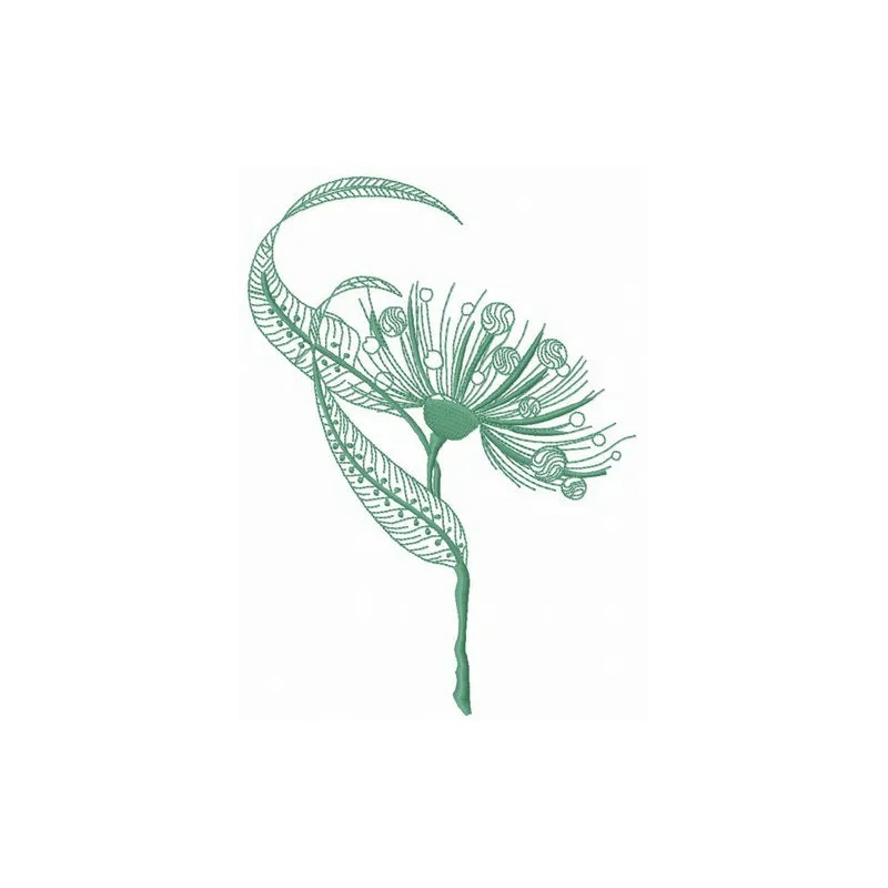 Eucalyptus embroidery design preview showcasing intricate floral details for crafting and stitching projects.