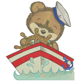 Teddy bear captain embroidery design - Embroidery Design