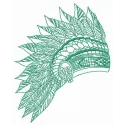 Feathered headdress embroidery design showcasing intricate details, perfect for decorating apparel or accessories.