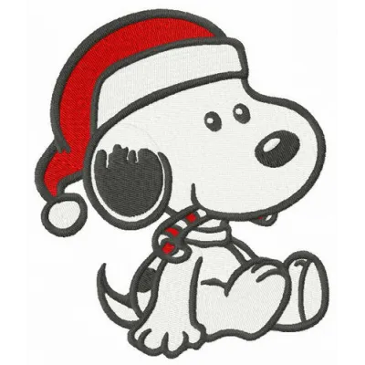 Snoopy's first Christmas embroidery design featuring festive motifs for holiday stitching on various fabrics.