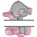 Elephant's monogram embroidery design