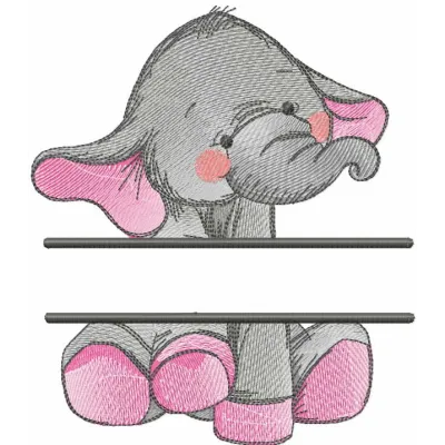 Elephant's monogram embroidery design