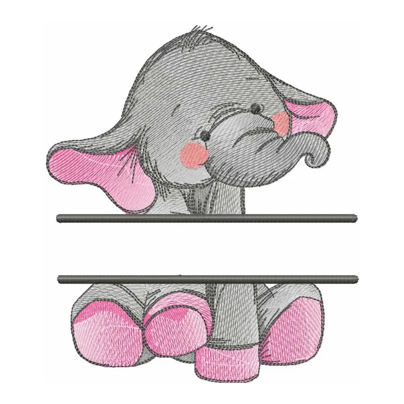 Elephant's monogram embroidery design