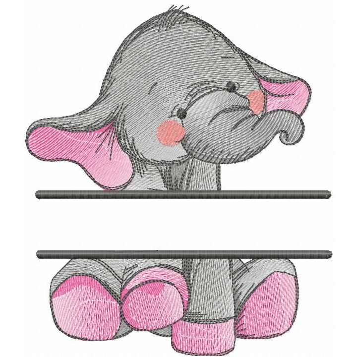 Elephant's monogram embroidery design