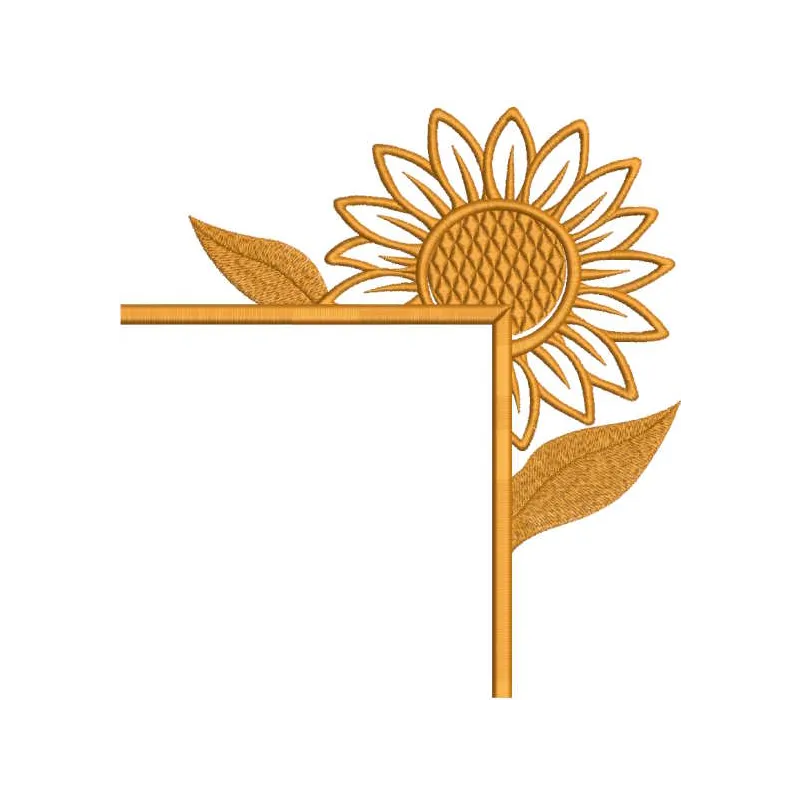 Preview of fall sunflower corner embroidery design showcasing vibrant autumn hues and intricate stitching details.