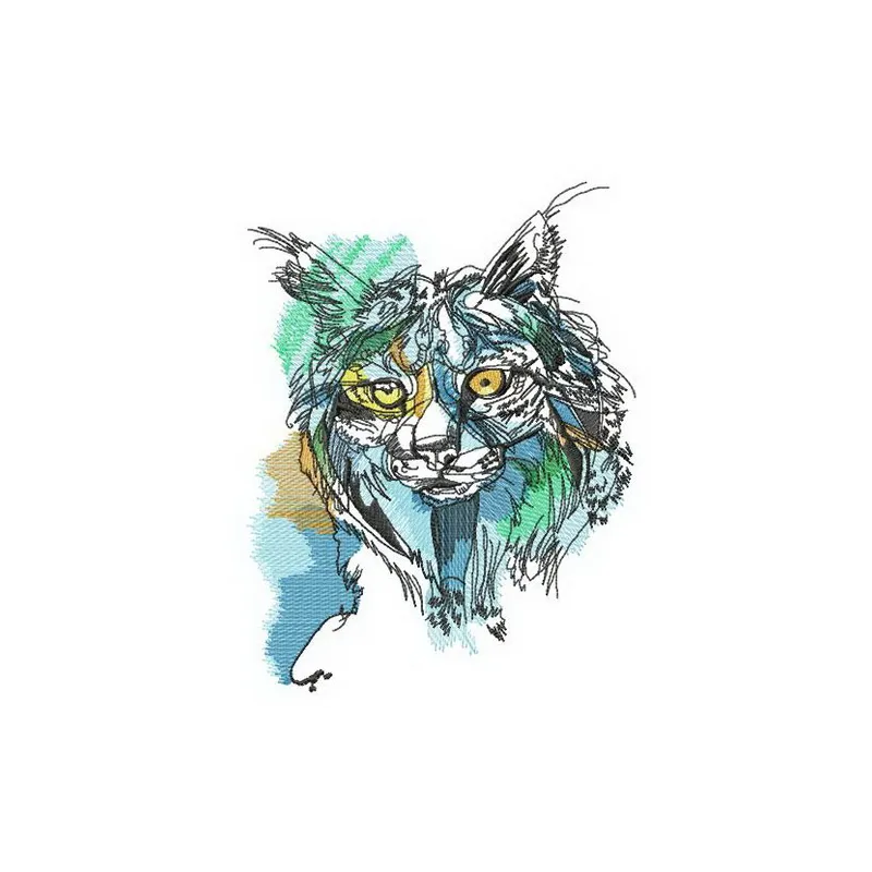 Lynx hunting embroidery design featuring a detailed woodland animal motif, perfect for nature-themed projects.
