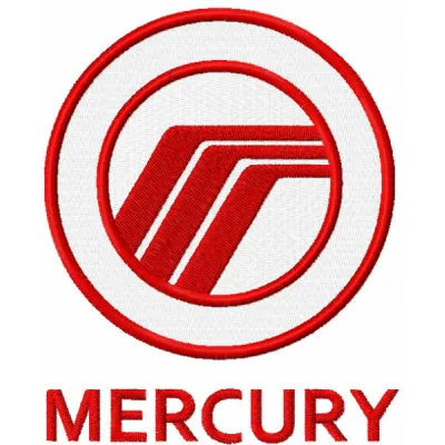 Ford Mercury logo embroidery design for stitching on apparel and accessories, showcasing intricate details.