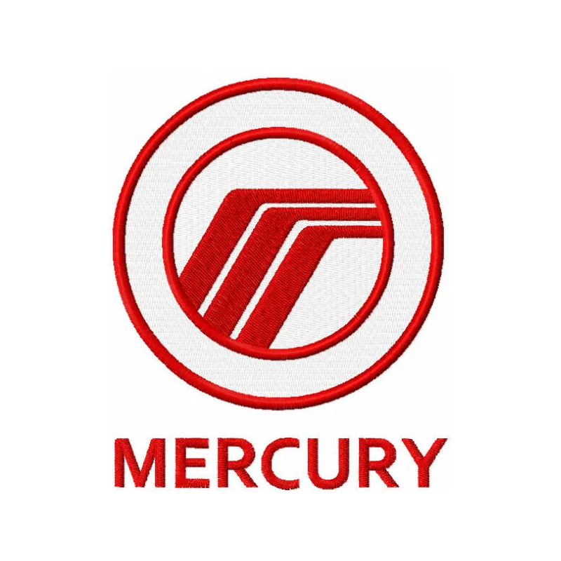 Ford Mercury logo embroidery design for stitching on apparel and accessories, showcasing intricate details.