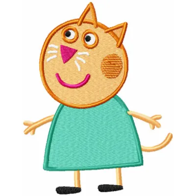 Preview of the Friend Candy Cat embroidery design featuring a playful cat motif inspired by Peppa Pig.