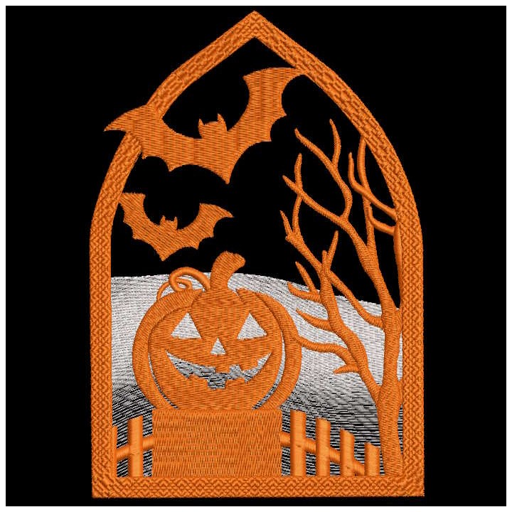 Halloween pumpkin on a fence embroidery design - Embroidery Design