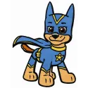 Preview of Paw Patrol Super Chase embroidery design featuring a playful dog character, ideal for kids' apparel.