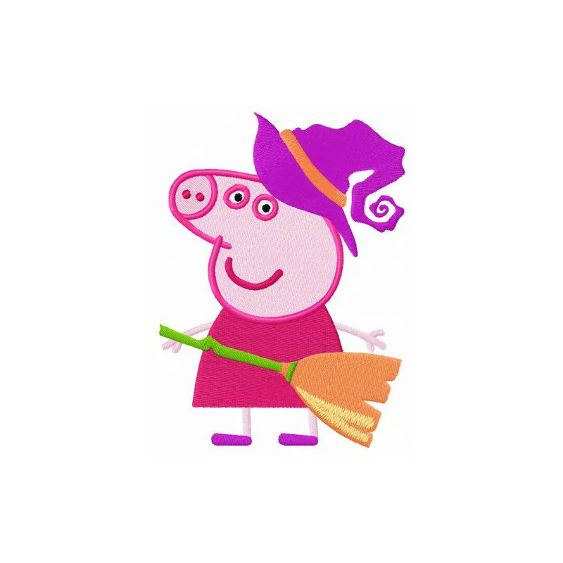 Preview of Pig the Witch embroidery design featuring a whimsical Peppa Pig character for creative stitching projects.