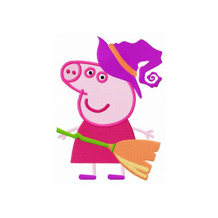 Pig the witch embroidery design - Embroidery Design