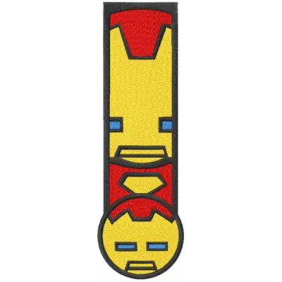Iron Man chibi bookmark embroidery design featuring a cute, colorful character for creative stitching projects.